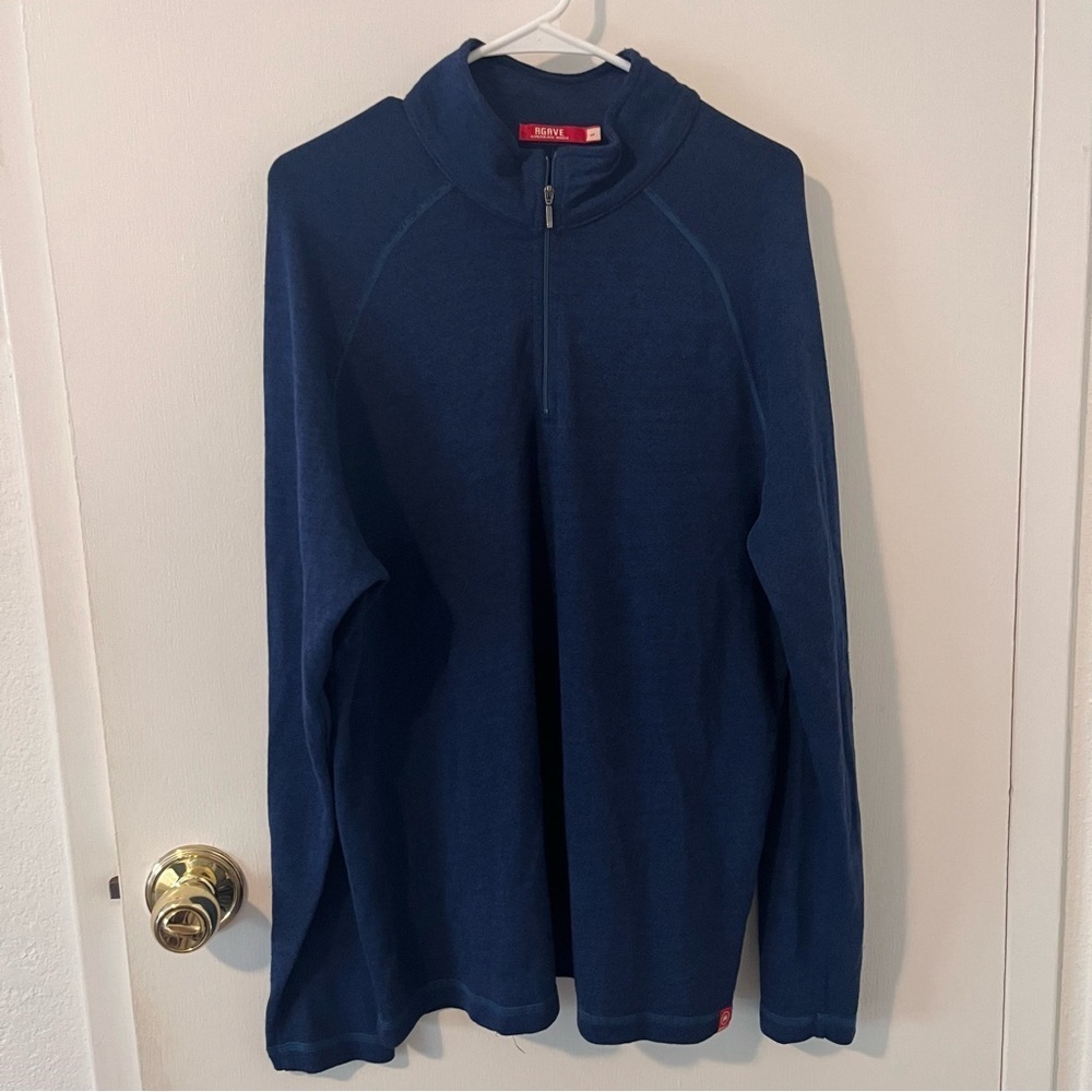 Agave Denimsmith American Made Standard Fit Blue Quarter Zip Pullover Men’s L